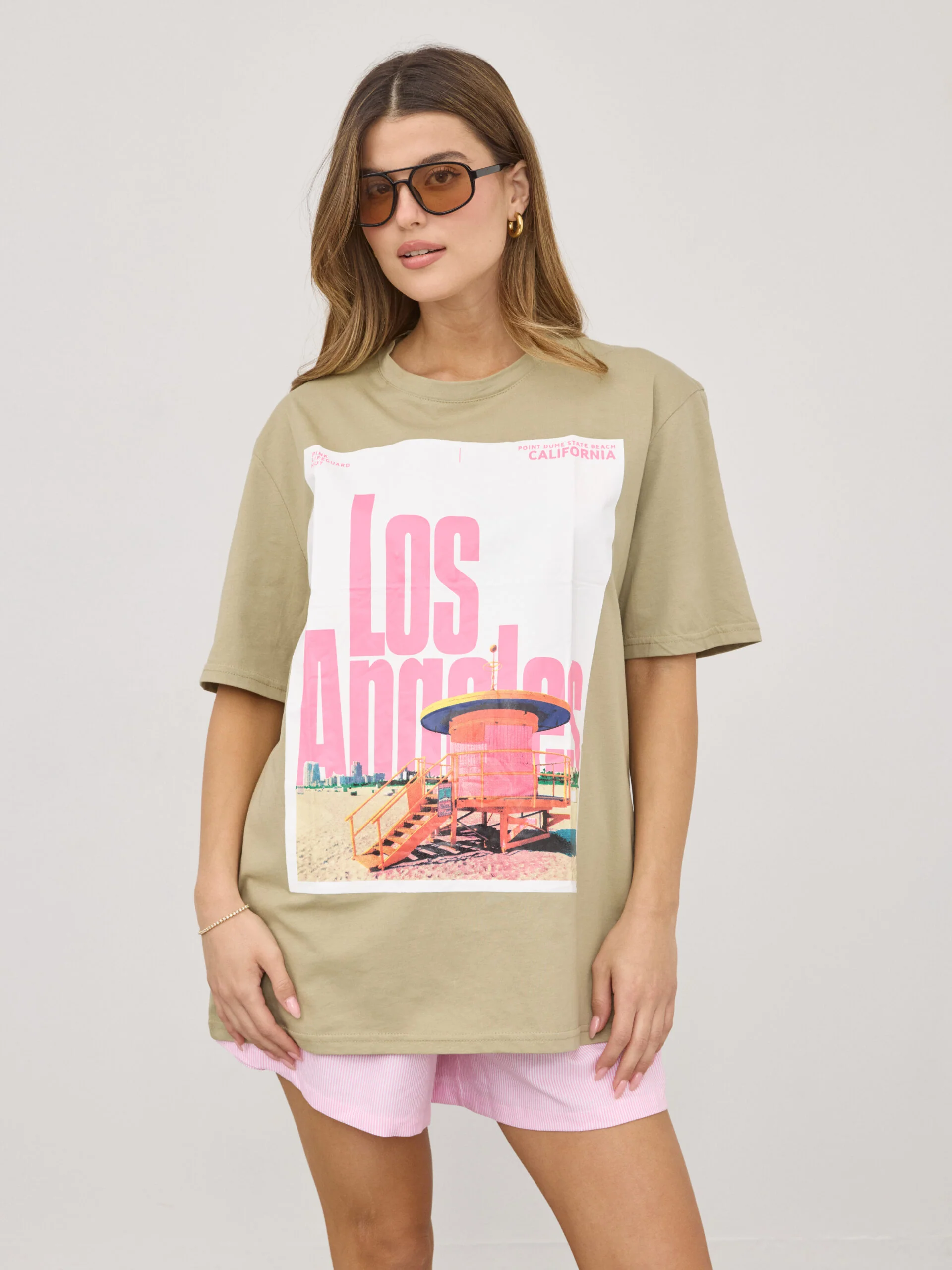 טישירט הדפס LOS ANGELES | ירוק - Image 3